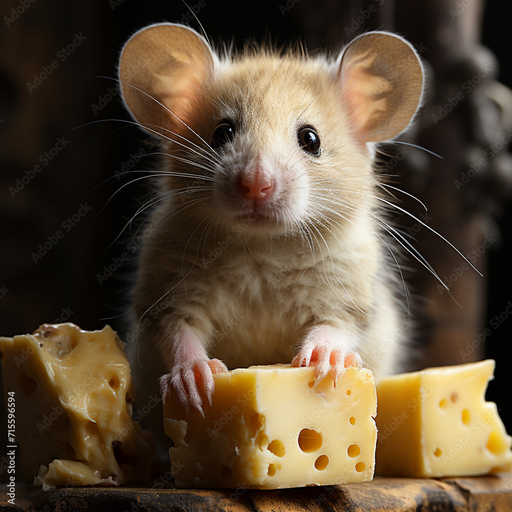 Fototapeta premium mouse and cheese