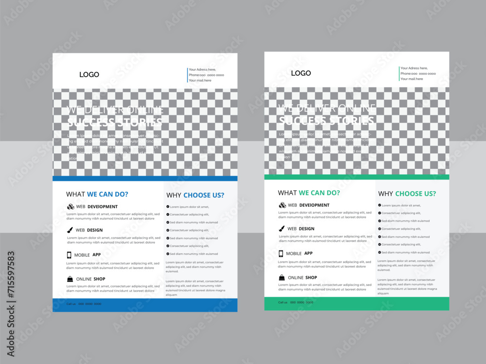 A modern business flyer 2 layout with 2 colors.Modern flyer design template.business flyer design, modern design, perfect for creative professional business.