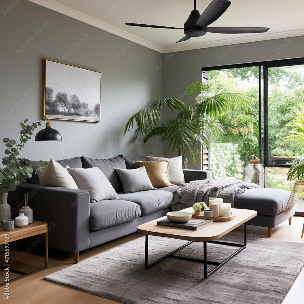 Illustration of Scandinavian Style Lighting Design For High Ceiling Living Room With Floor Lamps