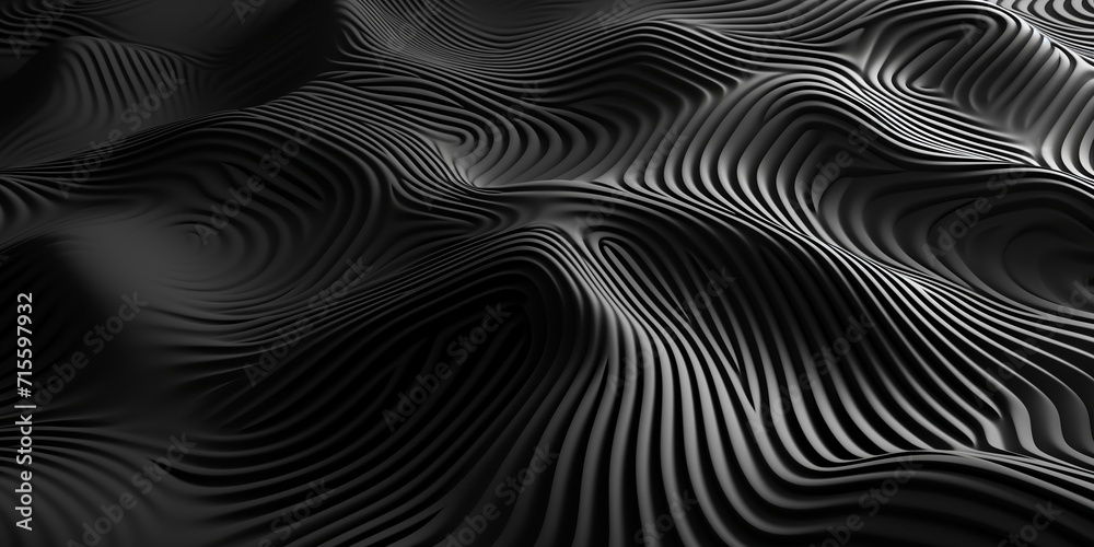 wave curve banner with a dark background.Black abstract background design.