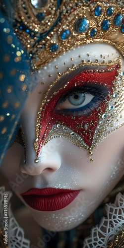 Portrait of a woman in carnival mask. 