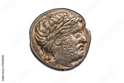 Coin Old silver tetradrachm.Ancients MACEDONIAN KINGDOM. Philip II (359-336 BC).Numismatics.Antikvariat. photo