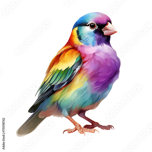 gouldian finch colorful bird watercolor illustration png isolated on a transparent background, clipart 