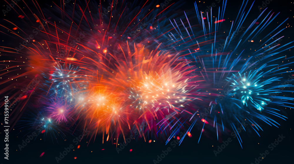 Beautiful fireworks background at night for holiday decoration Beautiful fireworks background at night for holiday decoration