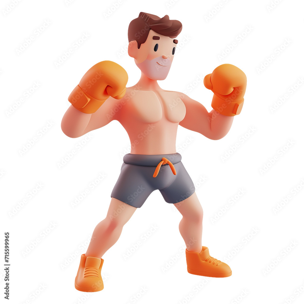 3D Render of a Boxer in Action