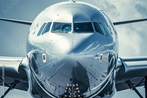 Aeronautical Precision: Close-Up of Commercial Jet's Nose photo