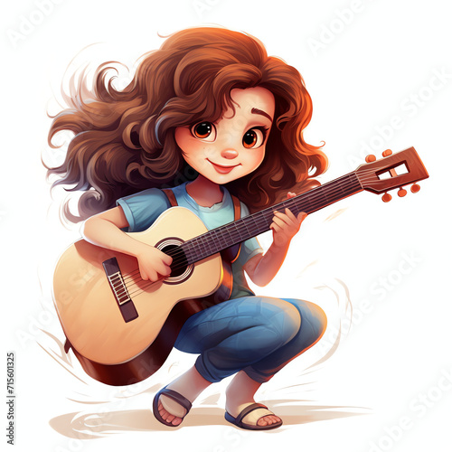 Cute girl is playing guitar