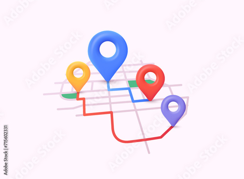Search bar and pin isolated. GPS and Navigation Symbol. Element for Map, Social Media, Mobile Apps. 3D Web Vector Illustrations.