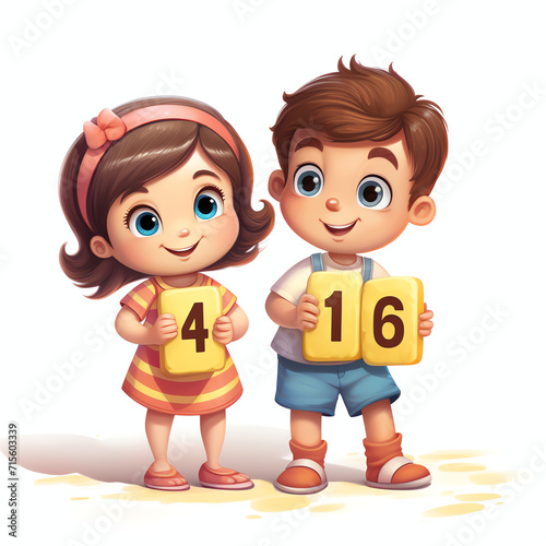 children are playing with number blocks