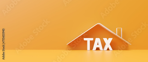 Residential property or estate tax concept, House mortgage calculation, residential budget, insurance or cost and expense, The concept of paying tax for housing and property. 3d rendering illustration photo