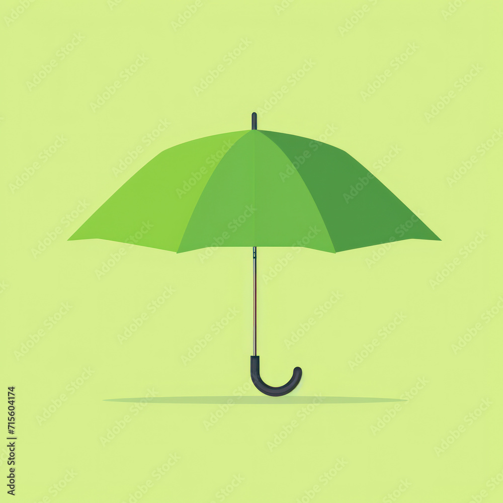 Rainy Season Umbrella: A Colorful Abstract Illustration of a Red Umbrella Protecting from Raindrops on Blue Background
