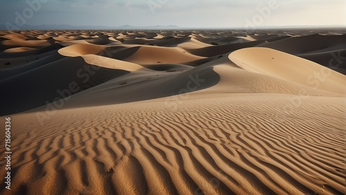 Detailed texture pattern of sand dunes with ridges and waves from Generative AI