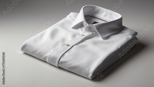 A folded neat white fashionable unisex shirt sweater on plain white background from Generative AI