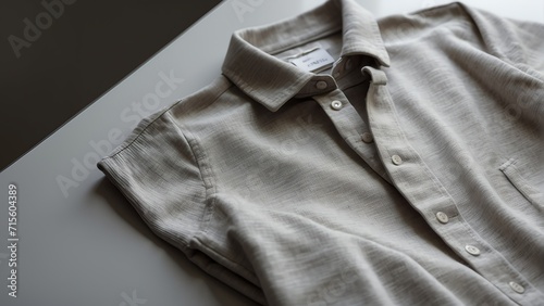 A folded neat retro unisex shirt sweater on plain white background, fashion ad concept from Generative AI photo