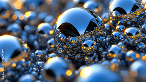 Shiny Abstract Background: A bright and shiny abstract background with metallic spheres, creating a festive and decorative visual