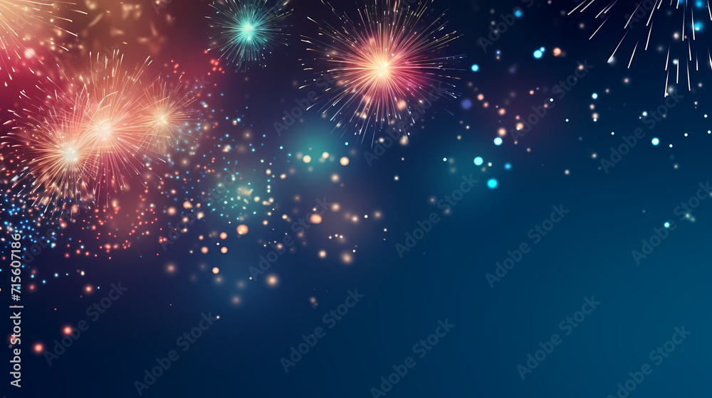 Happy New Year, burning fireworks with bokeh light background Happy New Year, burning fireworks with bokeh light background