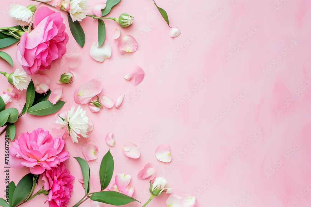 AI Generated Image Women’s Day template with pink empty space AI Generated Image Women’s Day template with pink empty space