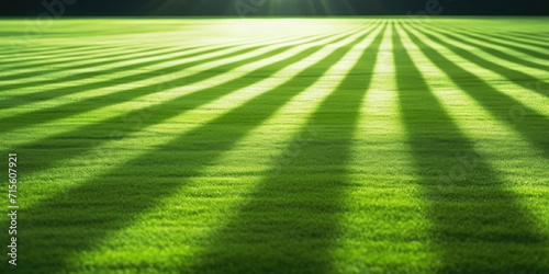 green grass in a field with light shining, Fresh green grass for football sport