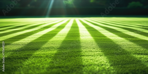 green grass in a field with light shining, Fresh green grass for football sport