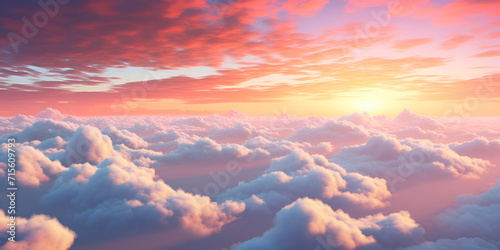 Beautiful View of Colorful Clouds in the Sky With Nature Background at Sunrise