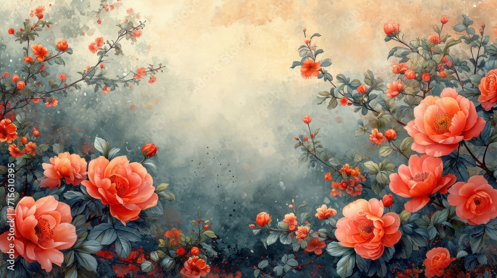 watercolor background, background with flowers watercolor background, background with flowers