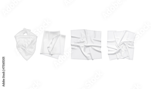 Blank white twill silk scarf mockup, different types