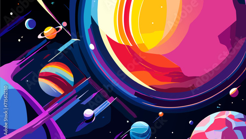 Solar system with radiant planets. vektor illustation