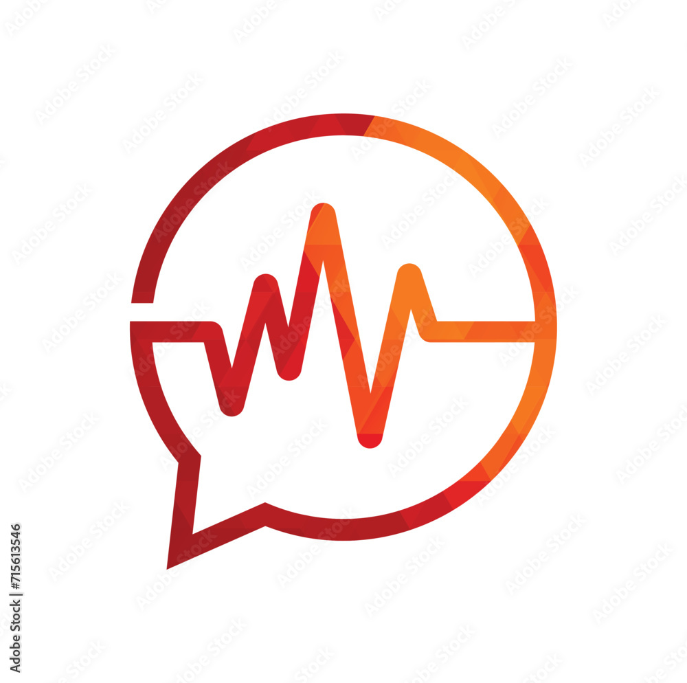 Health Consult logo designs concept. Medical logo and Heartbeat Waves in Chat Icon Logo Template