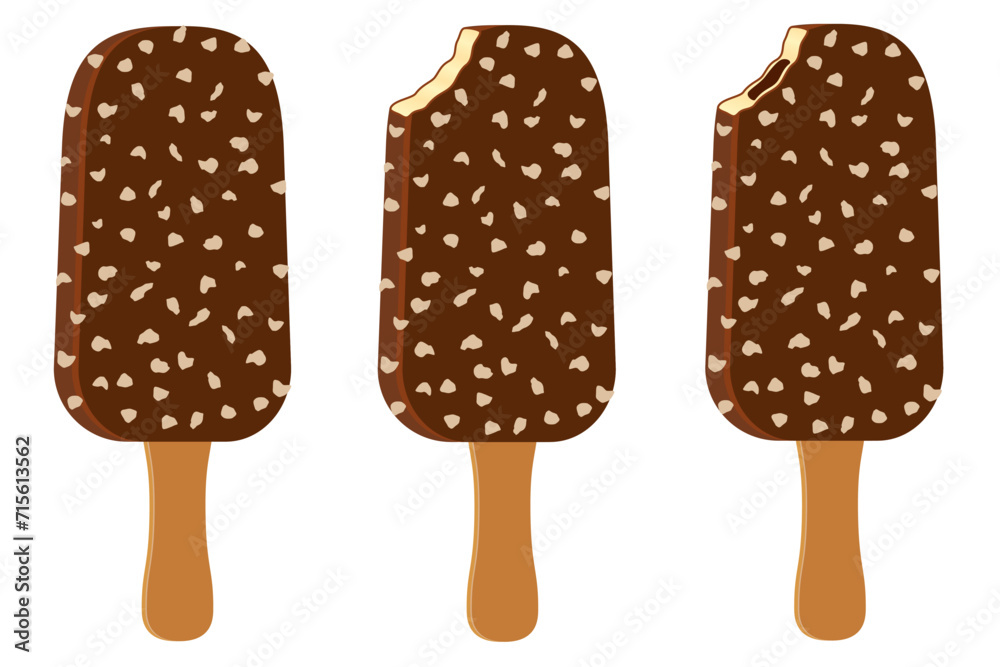ice cream in chocolate glaze on stick stock vector illustration ice cream in chocolate glaze on stick stock vector illustration
