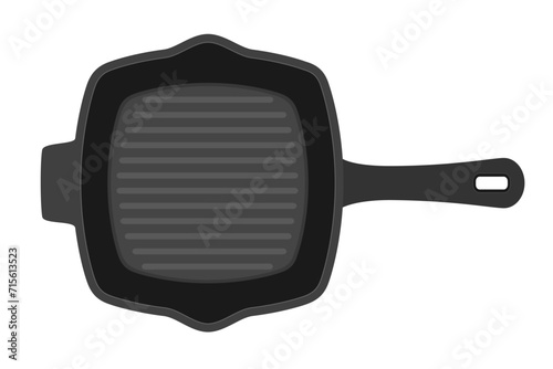 frying pan for fry food on fire stock vector illustration