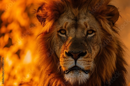 A Fiery Lion Creating A Striking Backdrop
