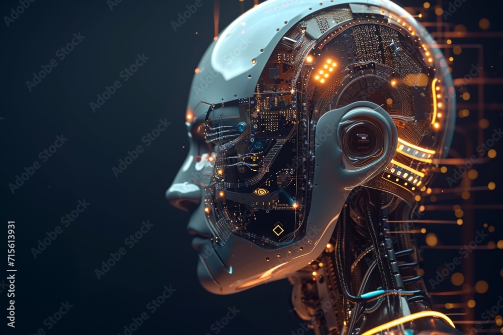 Conceptual technology illustration of artificial intelligence - obrazy, fototapety, plakaty 
