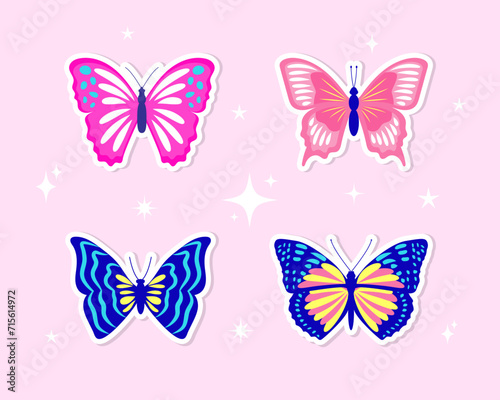 Wallpaper Mural Y2K colorful butterflies sticker set Torontodigital.ca