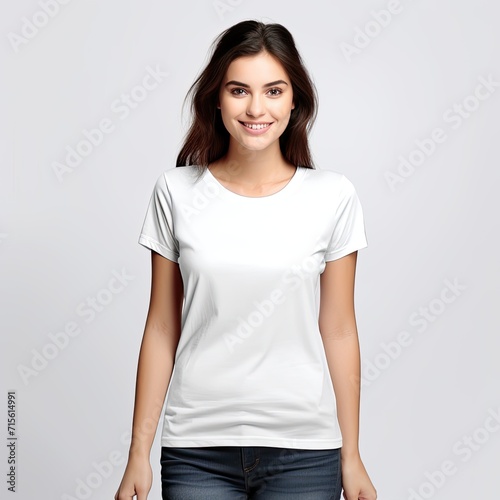 Model Wearing White Blank tshirt Mockup Concept