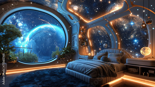 Add a whimsical touch to your child's room with a ceiling that mirrors the wonders of outer space. © Adnan Haider