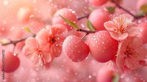 peach and water drops
