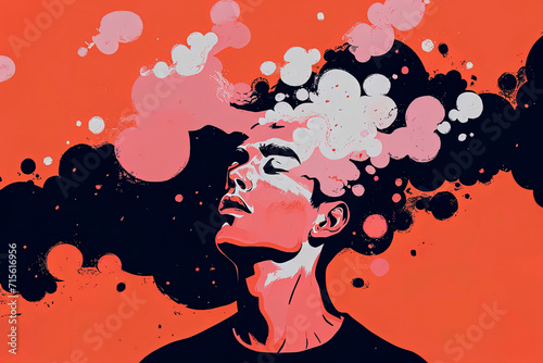Surreal portrait of person with abstract thoughts Generative AI image