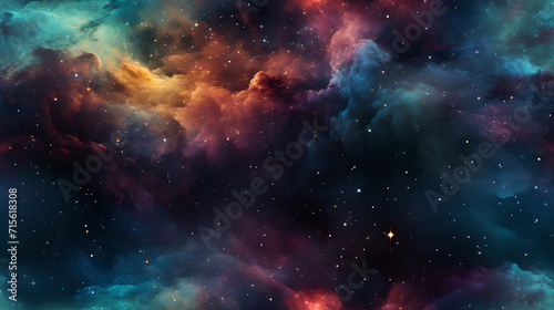 Colorful space galaxy cloud nebula seamless texture background design. Universe  supernova  pattern.