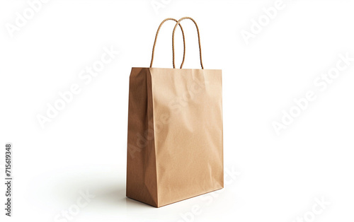 Paper Shopping Bag isolated on white background, ai technology