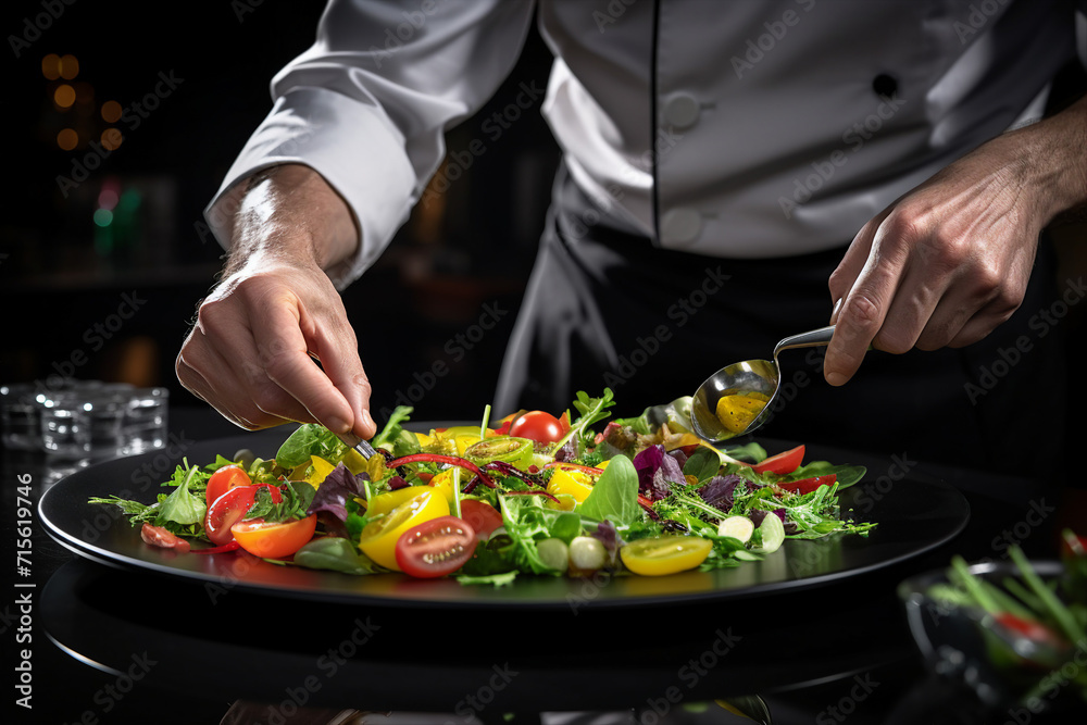 Generative AI picture of a tasty delicious aromatic restaurant dish Generative AI picture of a tasty delicious aromatic restaurant dish