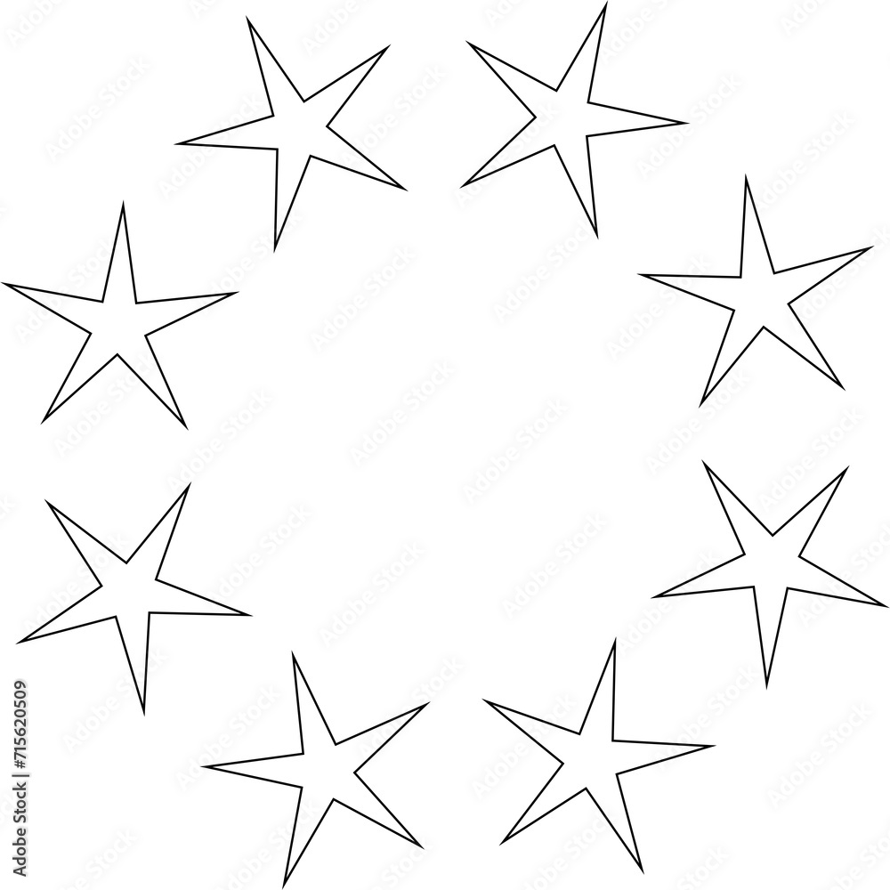 Stars in circle icon. Round star frame template