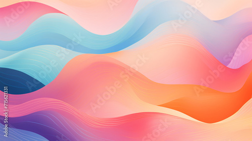 a pastel wavy line pattern, in the style of colorful abstract landscapes, shaped canvas, flat color blocks