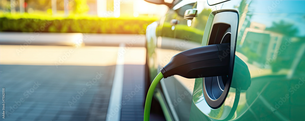 Charging station with electric car. Charging station with electric car.