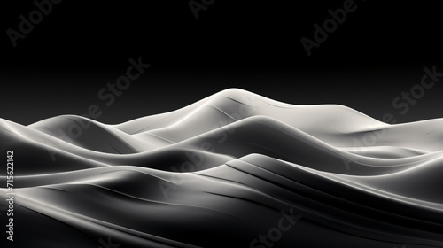 abstract landscape with swirls and light clouds, in the style of topographical realism, dark black and gray, organic nature-inspired forms, spiky mounds, low poly, wavy resin sheets