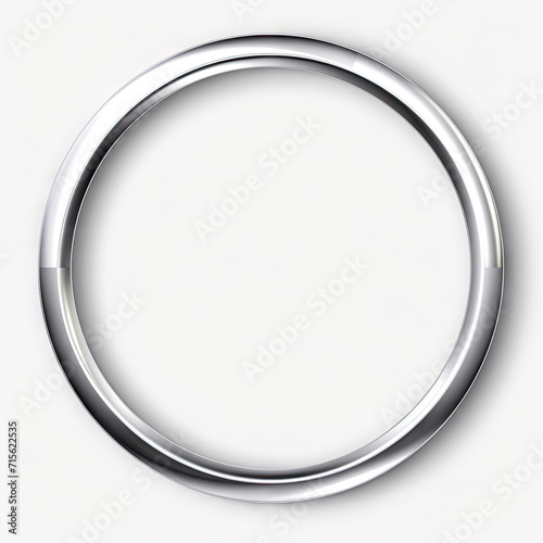  a silver circle on white background , round metal frame