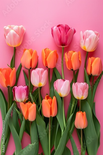 Tulipes fond rose