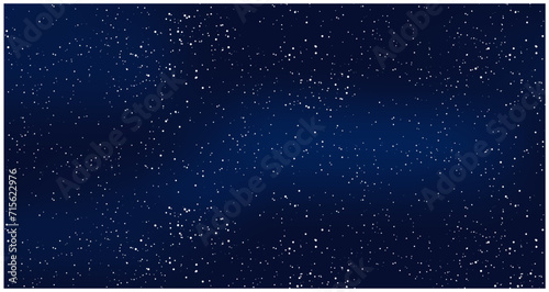 Realistic starry sky with blue glow, starry night with shiny stars, cosmos and galaxy, vector
