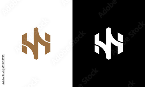 HN initials icon monoline logo design vector