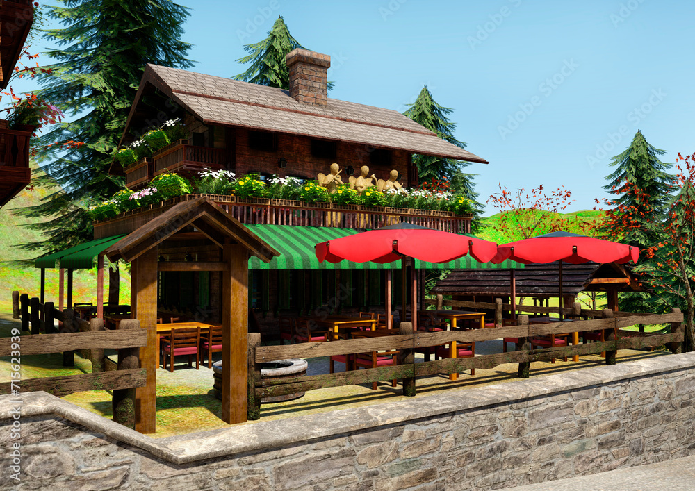 3D Rendering Switzerland Village 3D Rendering Switzerland Village
