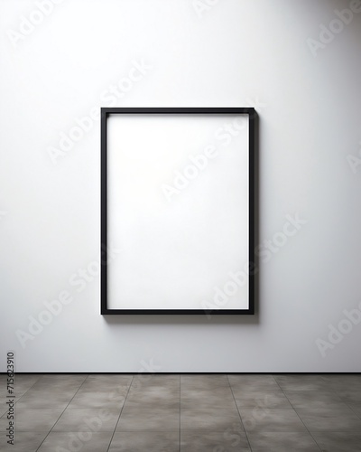 empty room with blank picture frame on a wall